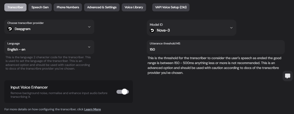 Choose Transcriber Provider