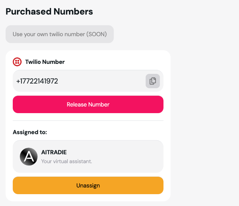 Assigning a Twilio Number